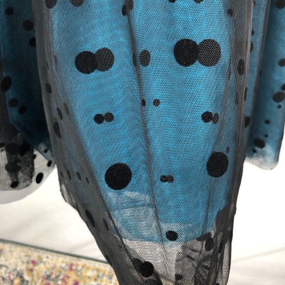 Flirt By Maggie Sottero Dress Womens Small Teal Black Short Prom Event Netting - Picture 12 of 16